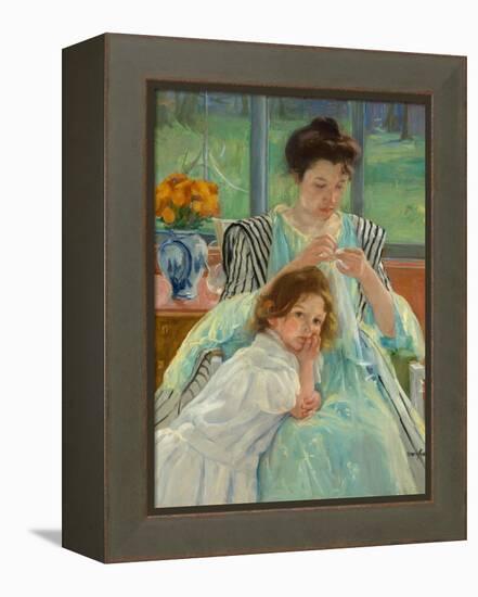 Young Mother Sewing, 1900-Mary Stevenson Cassatt-Framed Premier Image Canvas