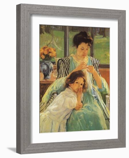 Young Mother Sewing, 1900-Mary Cassatt-Framed Giclee Print