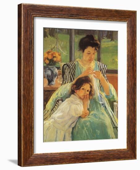 Young Mother Sewing, 1900-Mary Cassatt-Framed Giclee Print