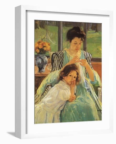 Young Mother Sewing, 1900-Mary Cassatt-Framed Giclee Print