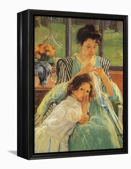 Young Mother Sewing, 1900-Mary Cassatt-Framed Premier Image Canvas
