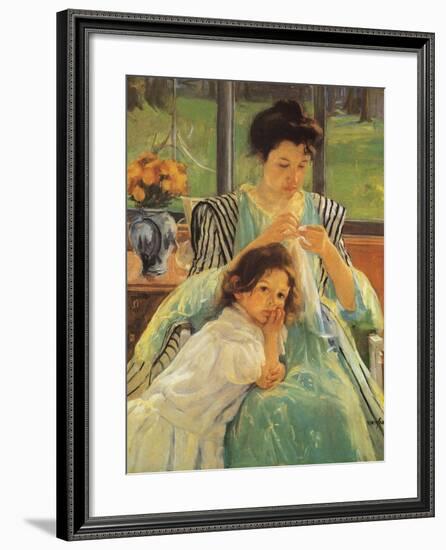 Young Mother Sewing, 1900-Mary Cassatt-Framed Giclee Print