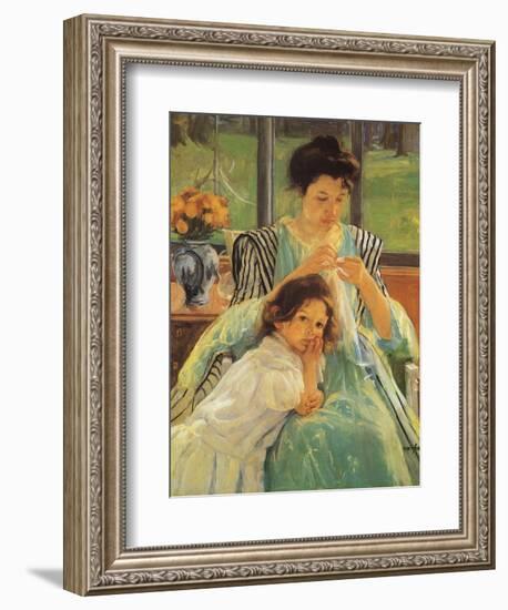 Young Mother Sewing, 1900-Mary Cassatt-Framed Giclee Print