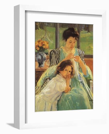 Young Mother Sewing, 1900-Mary Cassatt-Framed Giclee Print