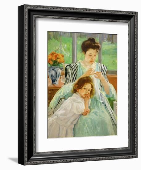 Young mother sewing, 1901 Canvas,92,4 x 73,7 cm.-Mary Cassatt-Framed Giclee Print