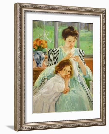 Young mother sewing, 1901 Canvas,92,4 x 73,7 cm.-Mary Cassatt-Framed Giclee Print