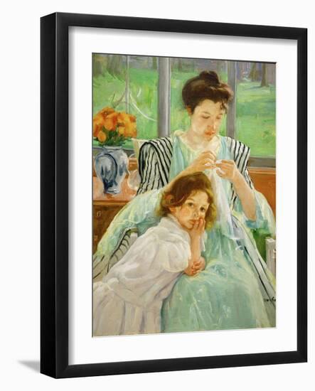 Young mother sewing, 1901 Canvas,92,4 x 73,7 cm.-Mary Cassatt-Framed Giclee Print