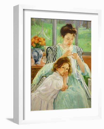 Young mother sewing, 1901 Canvas,92,4 x 73,7 cm.-Mary Cassatt-Framed Giclee Print