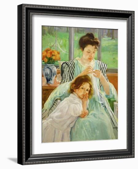 Young mother sewing, 1901 Canvas,92,4 x 73,7 cm.-Mary Cassatt-Framed Giclee Print