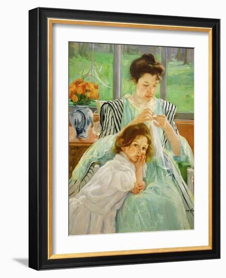 Young mother sewing, 1901 Canvas,92,4 x 73,7 cm.-Mary Cassatt-Framed Giclee Print