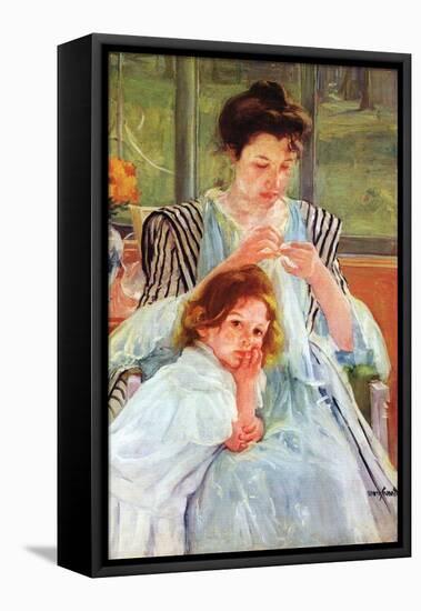 Young Mother Sewing-Mary Cassatt-Framed Stretched Canvas