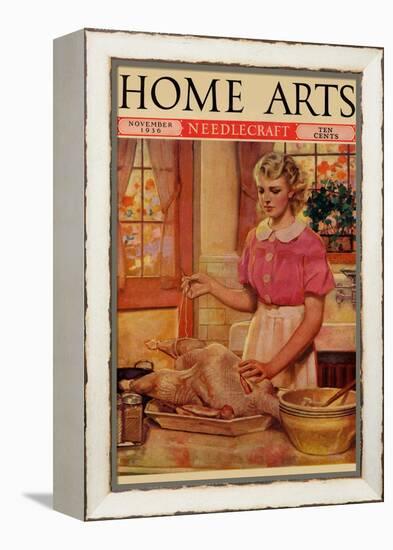 Young Mother Sews Up a Turkey-null-Framed Stretched Canvas