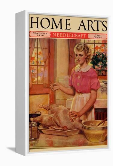 Young Mother Sews Up a Turkey-null-Framed Stretched Canvas