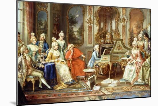 Young Mozart Giving a Recital-H. Pihnnero-Mounted Giclee Print