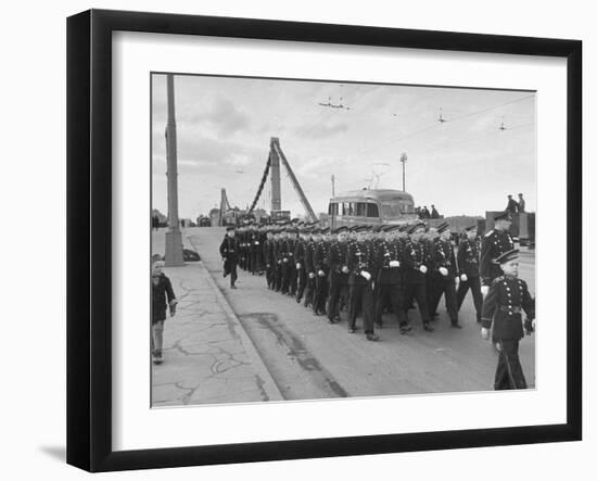 Young Naval Cadets Joining the Parade into Red Square to Celebrate May Day-null-Framed Photographic Print