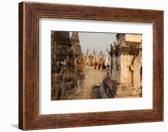 Young Novices Run Through the Pagodas, Kakku Pagoda Complex, Myanmar (Burma), Asia-Colin Brynn-Framed Photographic Print