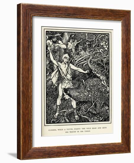 Young Odysseus Fights a Wild Boar and Gets the Wound in His Thigh-Henry Justice Ford-Framed Art Print