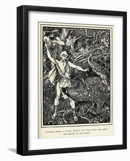 Young Odysseus Fights a Wild Boar and Gets the Wound in His Thigh-Henry Justice Ford-Framed Art Print