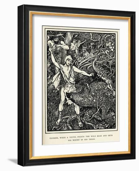 Young Odysseus Fights a Wild Boar and Gets the Wound in His Thigh-Henry Justice Ford-Framed Art Print