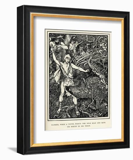 Young Odysseus Fights a Wild Boar and Gets the Wound in His Thigh-Henry Justice Ford-Framed Art Print