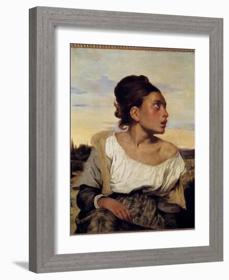 Young Orphan at the Cemetery Painting by Eugene Delacroix (1798-1863) 1824 Sun. 0,65X0,54 M-Ferdinand Victor Eugene Delacroix-Framed Giclee Print