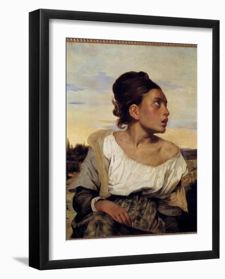 Young Orphan at the Cemetery Painting by Eugene Delacroix (1798-1863) 1824 Sun. 0,65X0,54 M-Ferdinand Victor Eugene Delacroix-Framed Giclee Print