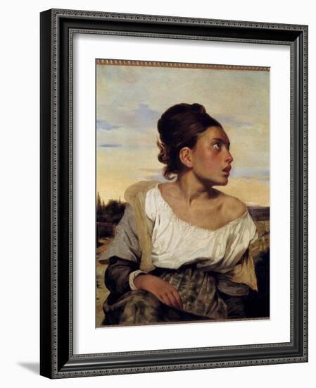 Young Orphan at the Cemetery Painting by Eugene Delacroix (1798-1863) 1824 Sun. 0,65X0,54 M-Ferdinand Victor Eugene Delacroix-Framed Giclee Print