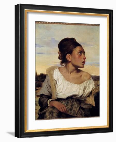 Young Orphan at the Cemetery Painting by Eugene Delacroix (1798-1863) 1824 Sun. 0,65X0,54 M-Ferdinand Victor Eugene Delacroix-Framed Giclee Print