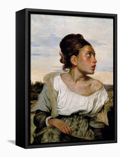 Young Orphan Girl in the Cemetery-Eugene Delacroix-Framed Premier Image Canvas