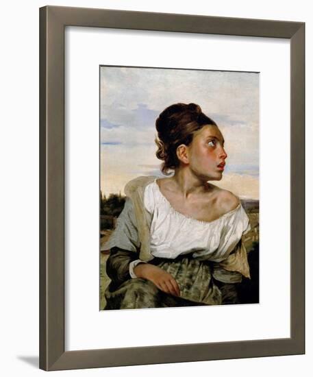 Young Orphan Girl in the Cemetery-Eugene Delacroix-Framed Giclee Print