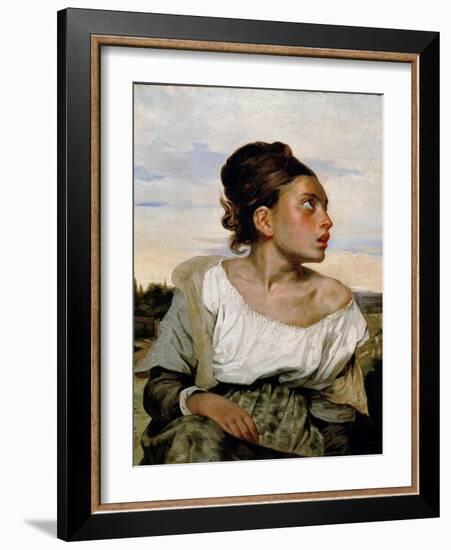 Young Orphan Girl in the Cemetery-Eugene Delacroix-Framed Giclee Print