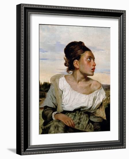 Young Orphan Girl in the Cemetery-Eugene Delacroix-Framed Giclee Print