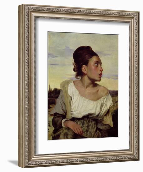 Young Orphan in the Cemetery, 1824-Eugene Delacroix-Framed Giclee Print