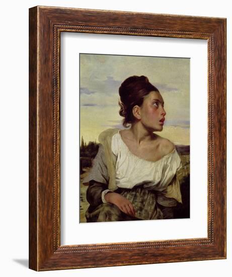 Young Orphan in the Cemetery, 1824-Eugene Delacroix-Framed Giclee Print