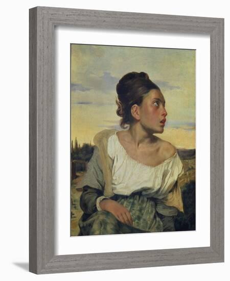 Young Orphan in the Cemetery, 1824-Eugene Delacroix-Framed Giclee Print