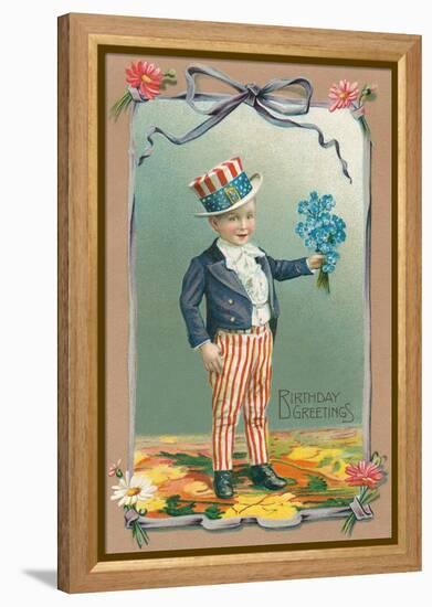 Young Patriot Birthday Greetings-null-Framed Stretched Canvas