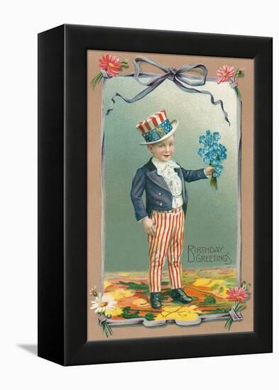 Young Patriot Birthday Greetings-null-Framed Stretched Canvas