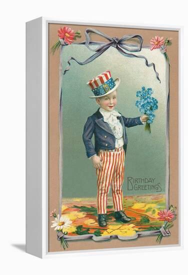 Young Patriot Birthday Greetings-null-Framed Stretched Canvas