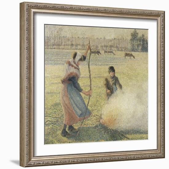 Young Peasant Fire, Frost, or the Burning of Fields-Camille Pissarro-Framed Giclee Print