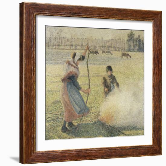 Young Peasant Fire, Frost, or the Burning of Fields-Camille Pissarro-Framed Giclee Print