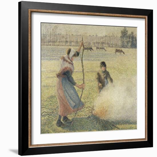 Young Peasant Fire, Frost, or the Burning of Fields-Camille Pissarro-Framed Giclee Print