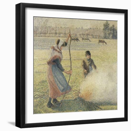 Young Peasant Fire, Frost, or the Burning of Fields-Camille Pissarro-Framed Giclee Print