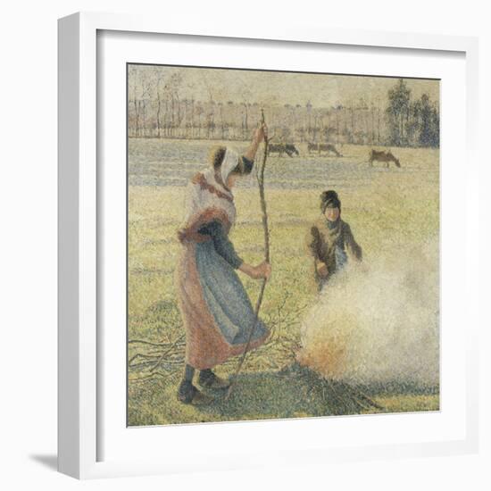 Young Peasant Fire, Frost, or the Burning of Fields-Camille Pissarro-Framed Giclee Print