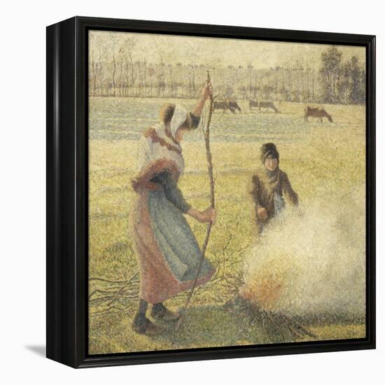 Young Peasant Fire, Frost, or the Burning of Fields-Camille Pissarro-Framed Premier Image Canvas