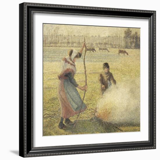 Young Peasant Fire, Frost, or the Burning of Fields-Camille Pissarro-Framed Giclee Print