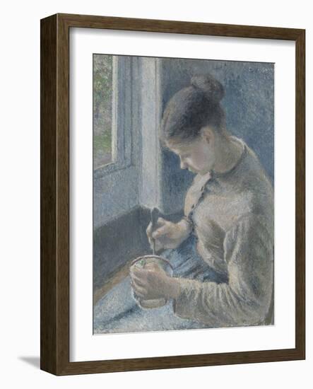 Young Peasant Having Her Coffee, 1881-Camille Pissarro-Framed Giclee Print