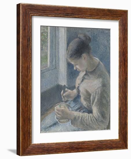 Young Peasant Having Her Coffee, 1881-Camille Pissarro-Framed Giclee Print