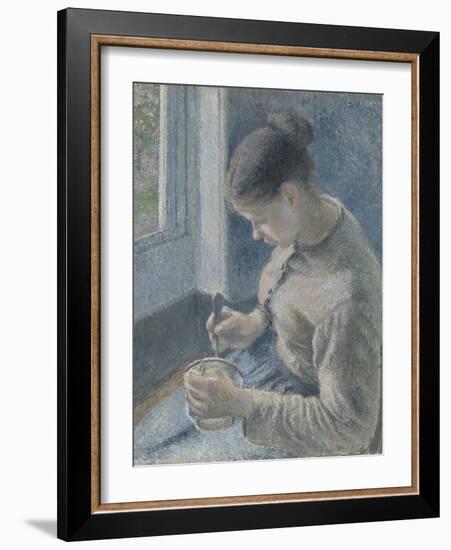 Young Peasant Having Her Coffee, 1881-Camille Pissarro-Framed Giclee Print