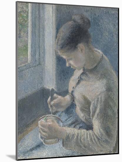 Young Peasant Having Her Coffee, 1881-Camille Pissarro-Mounted Giclee Print