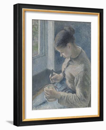 Young Peasant Having Her Coffee, 1881-Camille Pissarro-Framed Giclee Print